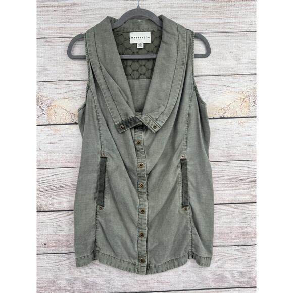 Marrakech Vest Womens Small Utility Sleeveless Button Front Pockets Lyocell - Picture 1 of 9